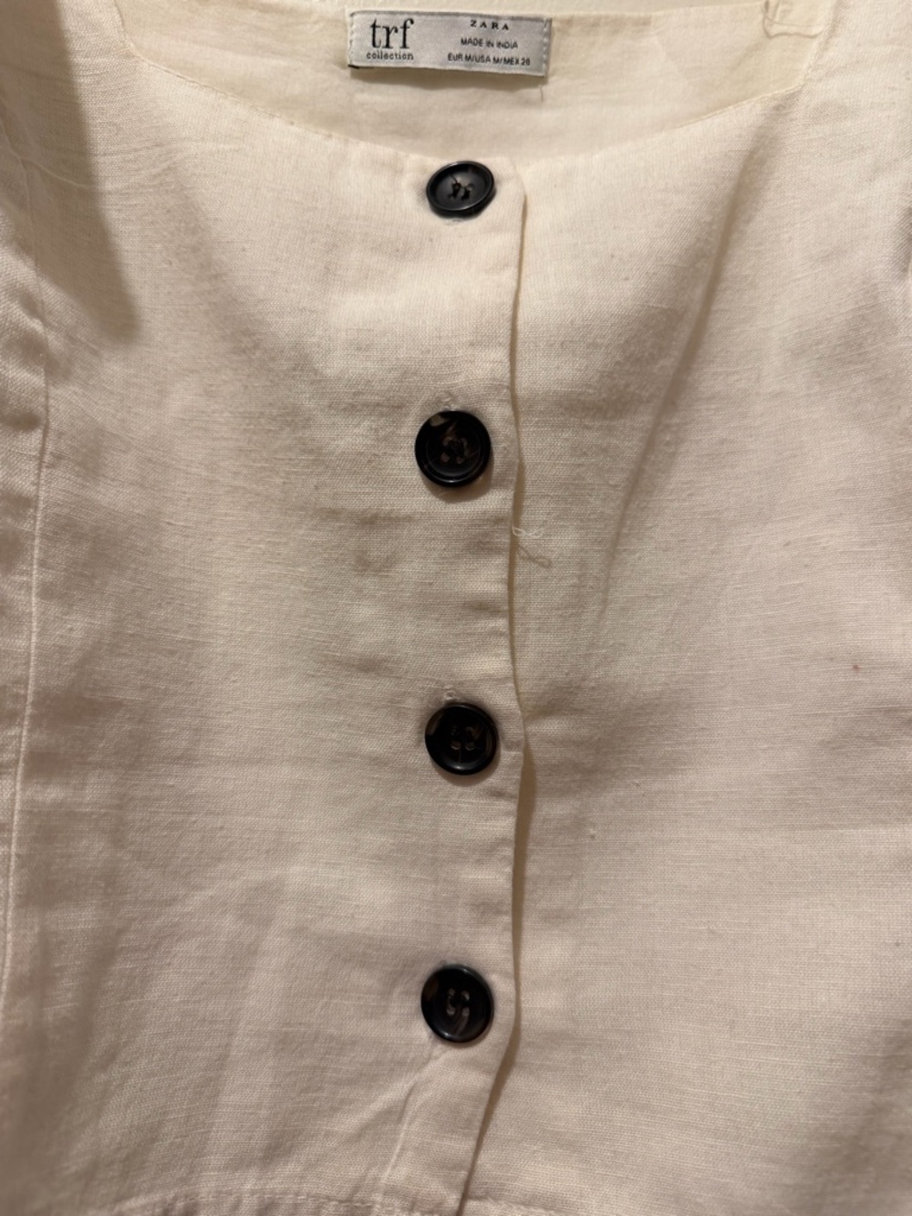 Zara Cream Button-Front Ruffle Sleeve Crop Top - Picture 5 of 10